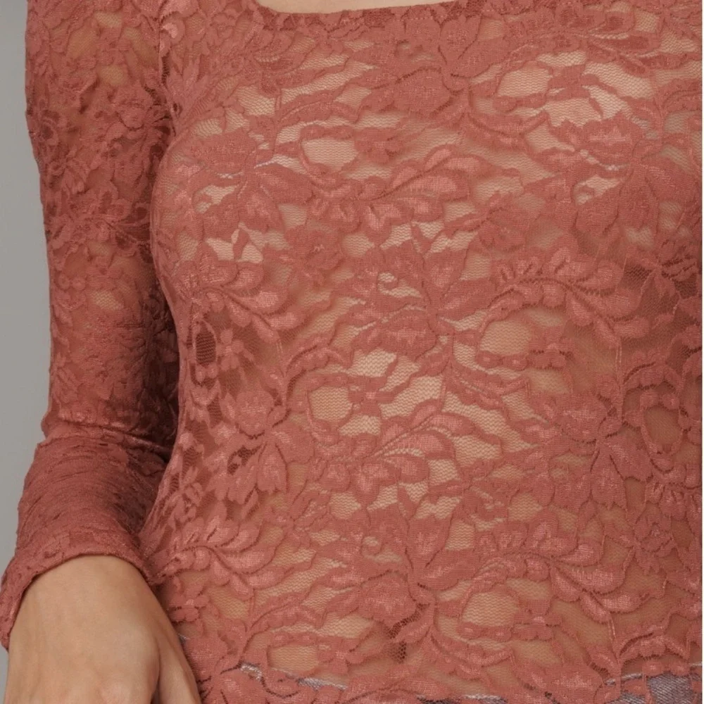 Anthropologie Effortless Regency Puff-Sleeve Sheer Long Sleeve Lace Top Size XS - Picture 7 of 11